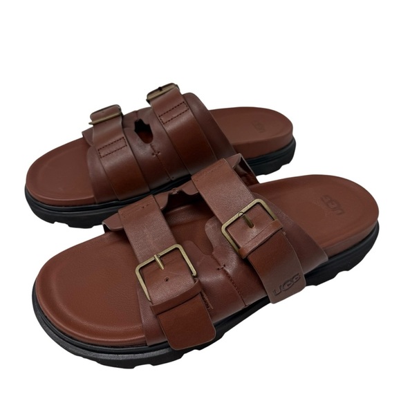 UGG Capitola Buckle Men’s Size 9 Slides Brown Full-Grain Leather Sandals  New main image 5